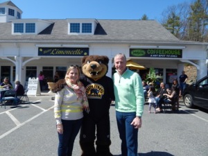 State Representatives Danielle Gregorie and Harold Naugton, Jr. with Bruins mascot, Blades