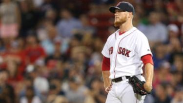 Jul 5, 2016; Boston, MA, USA; Boston Red Sox relief pitcher Craig Kimbrel (46) reacts after giving up a home run against the Texas Rangers during the ninth inning at Fenway Park. Mandatory Credit: Mark L. Baer-USA TODAY Sports